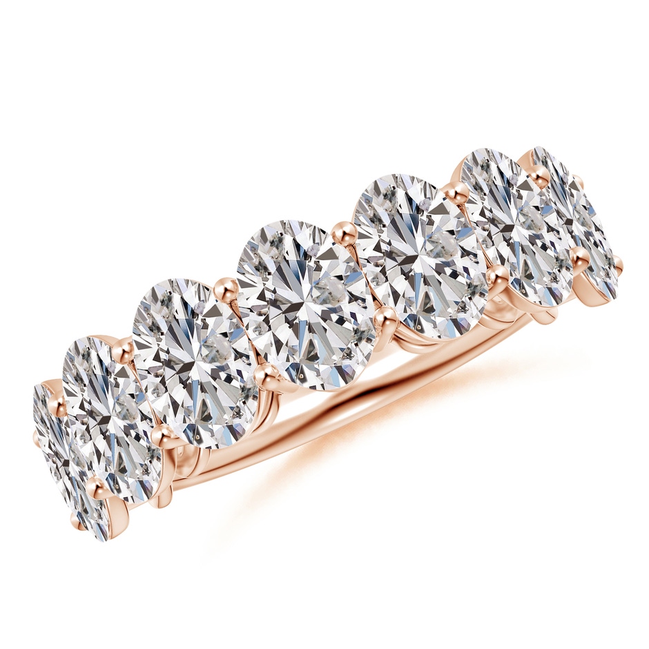 7x5mm IJI1I2 Oval Diamond Seven Stone Ring in Rose Gold 