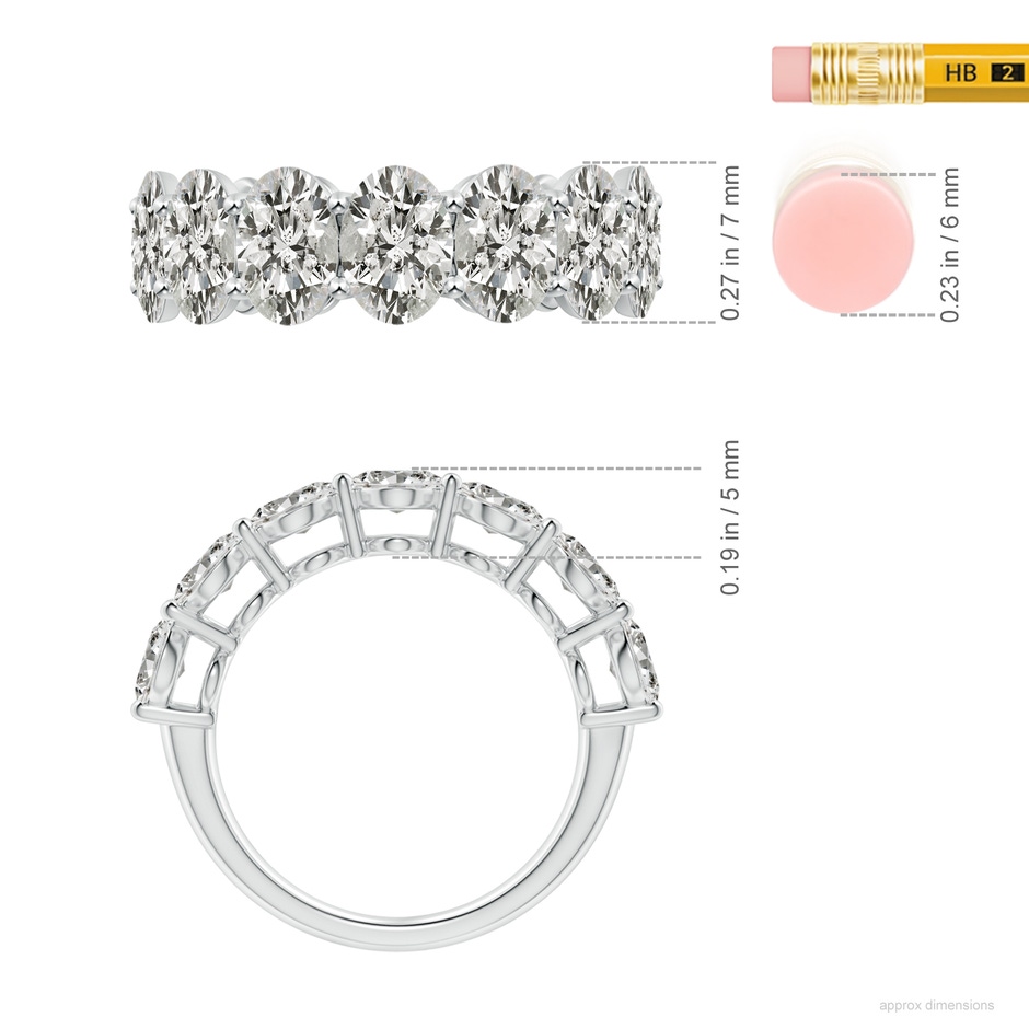 7x5mm KI3 Oval Diamond Seven Stone Ring in P950 Platinum ruler