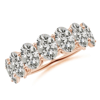 7x5mm KI3 Oval Diamond Seven Stone Ring in Rose Gold