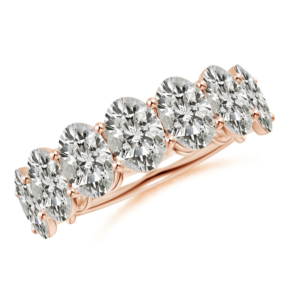 7x5mm KI3 Oval Diamond Seven Stone Ring in Rose Gold 