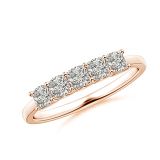 3mm KI3 Cushion Diamond Five Stone Ring in Rose Gold