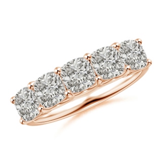 4.5mm KI3 Cushion Diamond Five Stone Ring in Rose Gold