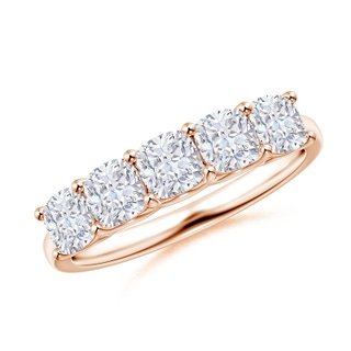 4mm GVS2 Cushion Diamond Five Stone Ring in Rose Gold