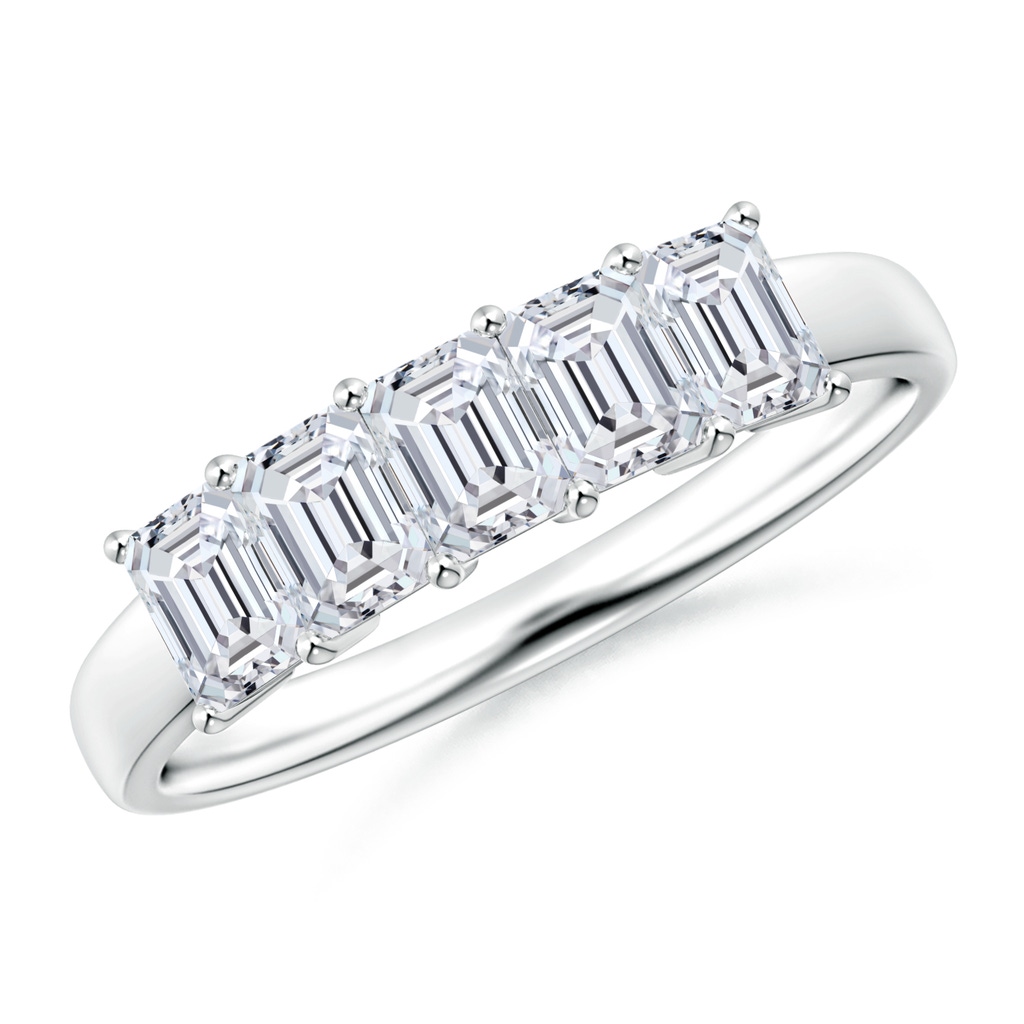 4x3mm HSI2 Emerald-Cut Diamond Five Stone Ring in White Gold