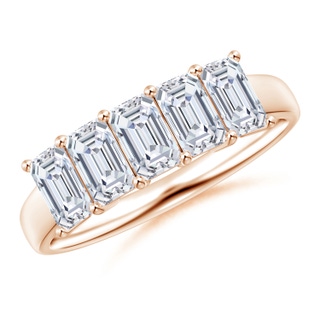 5x3mm GVS2 Emerald-Cut Diamond Five Stone Ring in Rose Gold