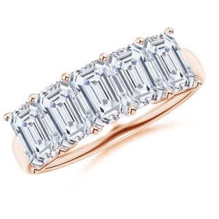 6x4mm GVS2 Emerald-Cut Diamond Five Stone Ring in Rose Gold