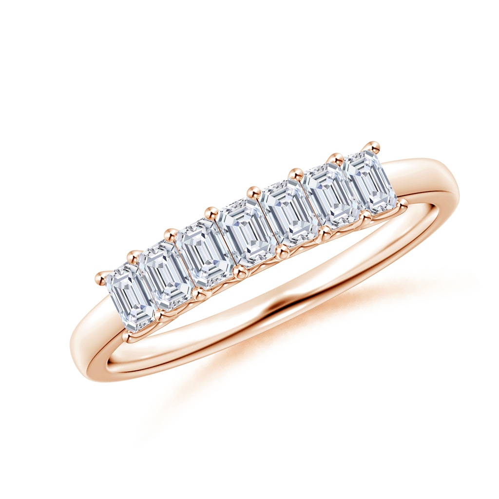 3x2mm GVS2 Emerald-Cut Diamond Seven Stone Ring in Rose Gold