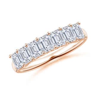 4x3mm GVS2 Emerald-Cut Diamond Seven Stone Ring in Rose Gold