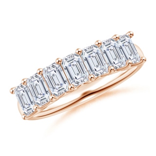 5x3mm GVS2 Emerald-Cut Diamond Seven Stone Ring in Rose Gold