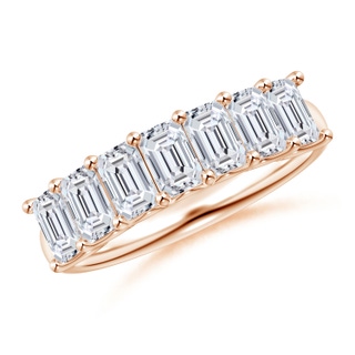 5x3mm HSI2 Emerald-Cut Diamond Seven Stone Ring in Rose Gold