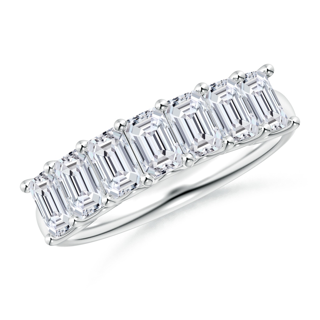 5x3mm HSI2 Emerald-Cut Diamond Seven Stone Ring in White Gold 