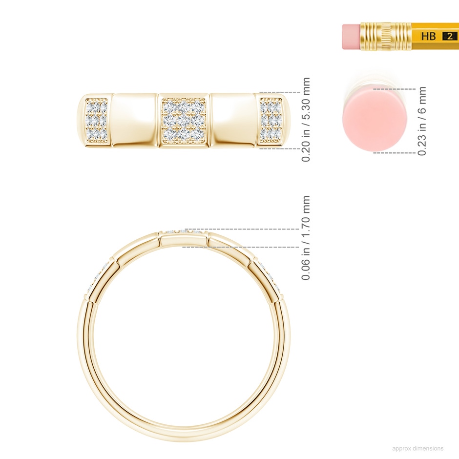 1.3mm GVS2 Alternating Pave-Set Diamond Stackable Band in Yellow Gold ruler