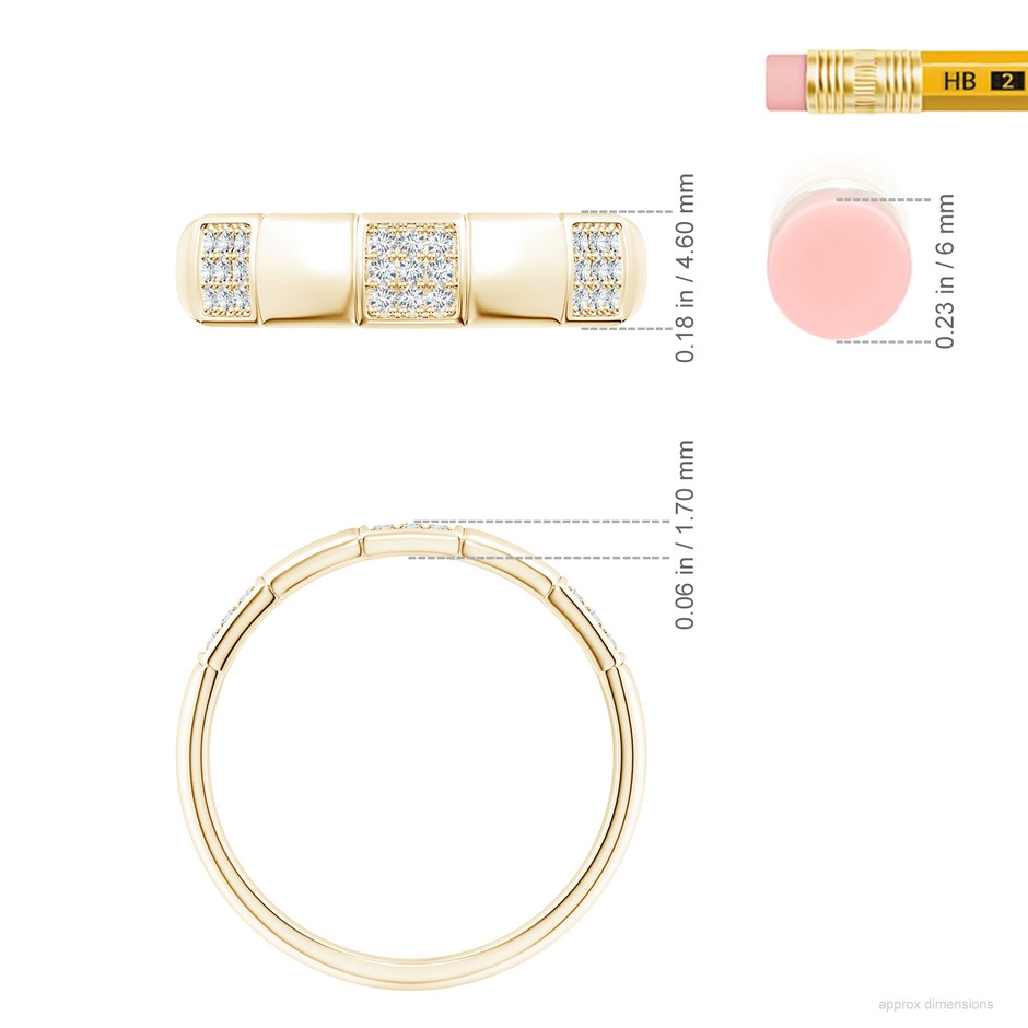 1mm GVS2 Alternating Pave-Set Diamond Stackable Band in Yellow Gold ruler