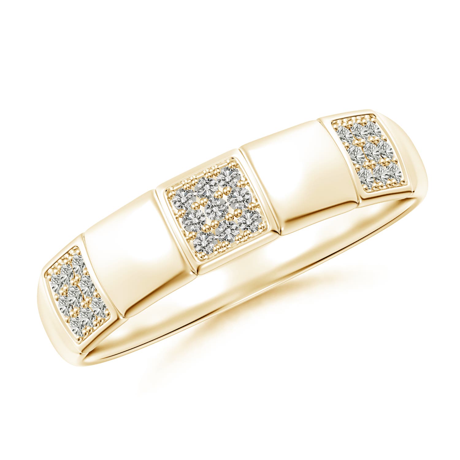 1mm KI3 Alternating Pave-Set Diamond Stackable Band in Yellow Gold