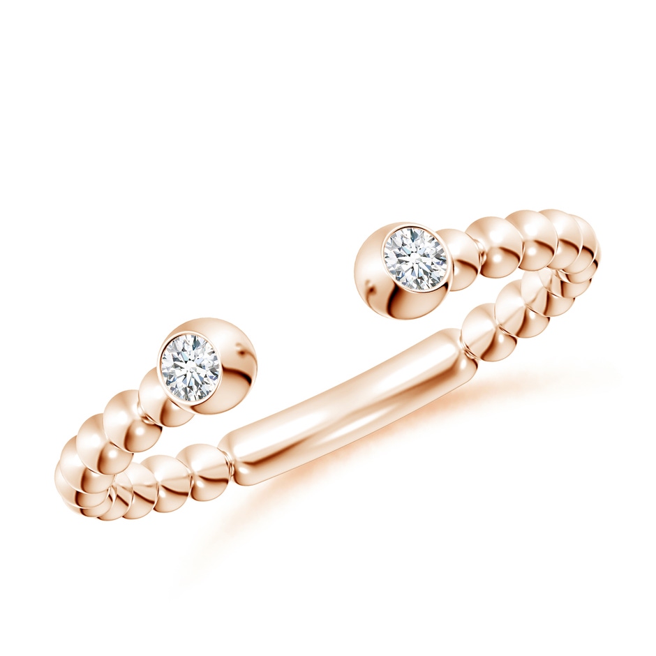 2.2mm GVS2 Two-Stone Round Diamond Beaded Shank Open Ring in Rose Gold 