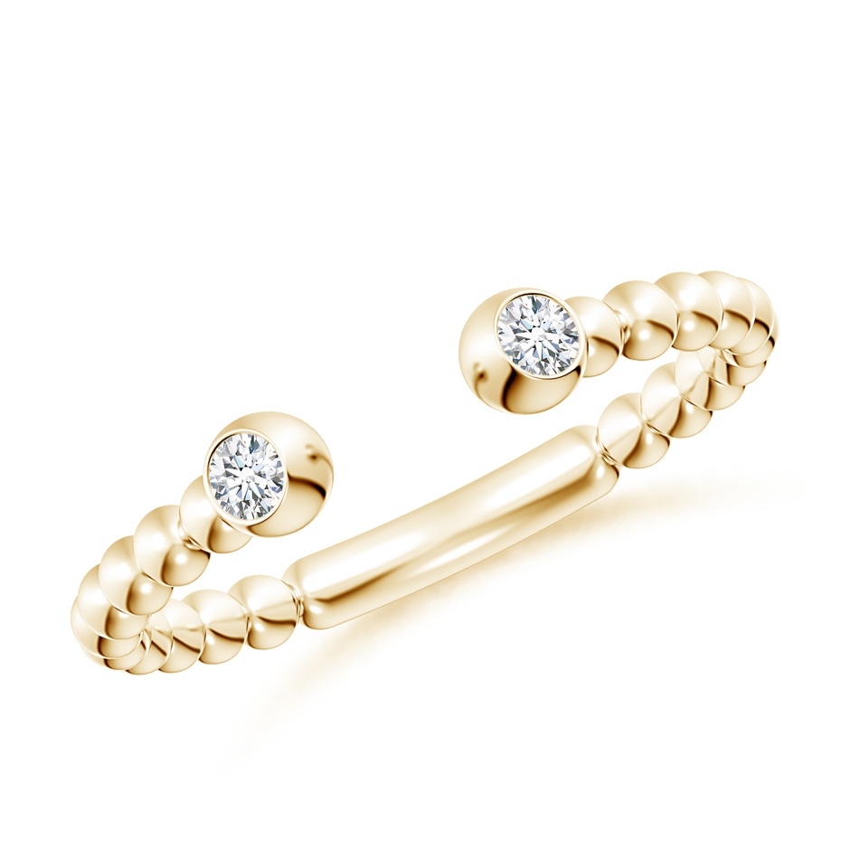 2.2mm GVS2 Two-Stone Round Diamond Beaded Shank Open Ring in Yellow Gold 