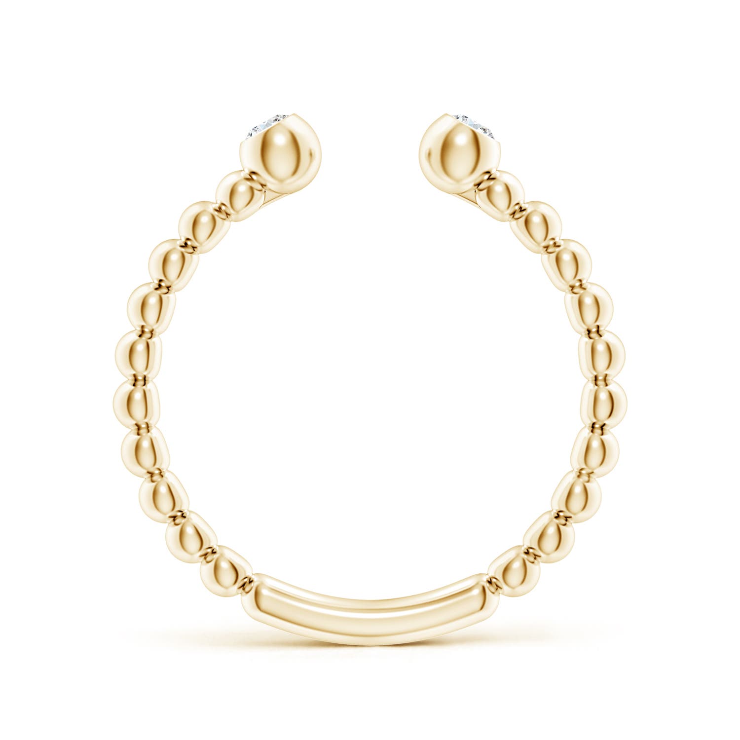 2.2mm GVS2 Two-Stone Round Diamond Beaded Shank Open Ring in Yellow Gold