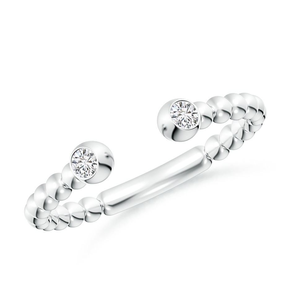 2.2mm HSI2 Two-Stone Round Diamond Beaded Shank Open Ring in White Gold 