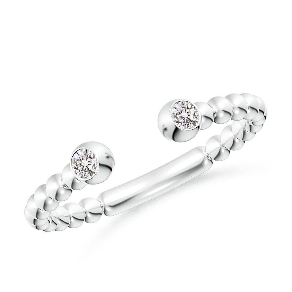 2.2mm IJI1I2 Two-Stone Round Diamond Beaded Shank Open Ring in S999 Silver 