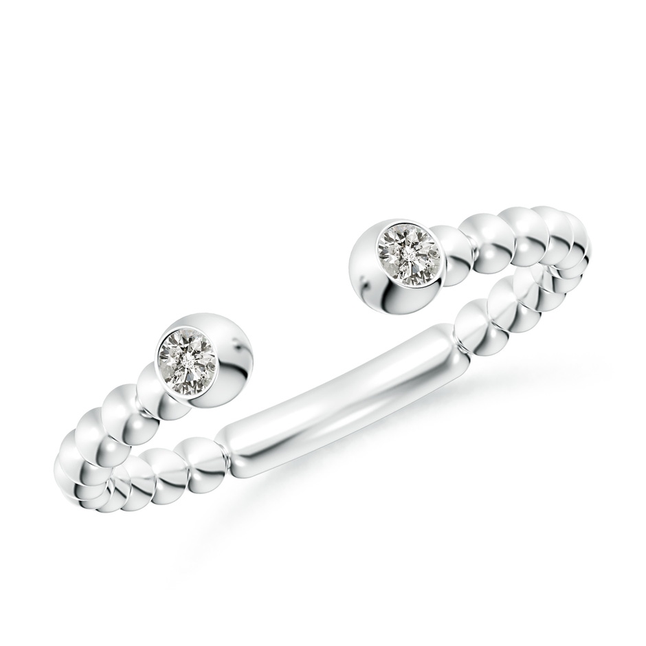 2.2mm KI3 Two-Stone Round Diamond Beaded Shank Open Ring in White Gold 