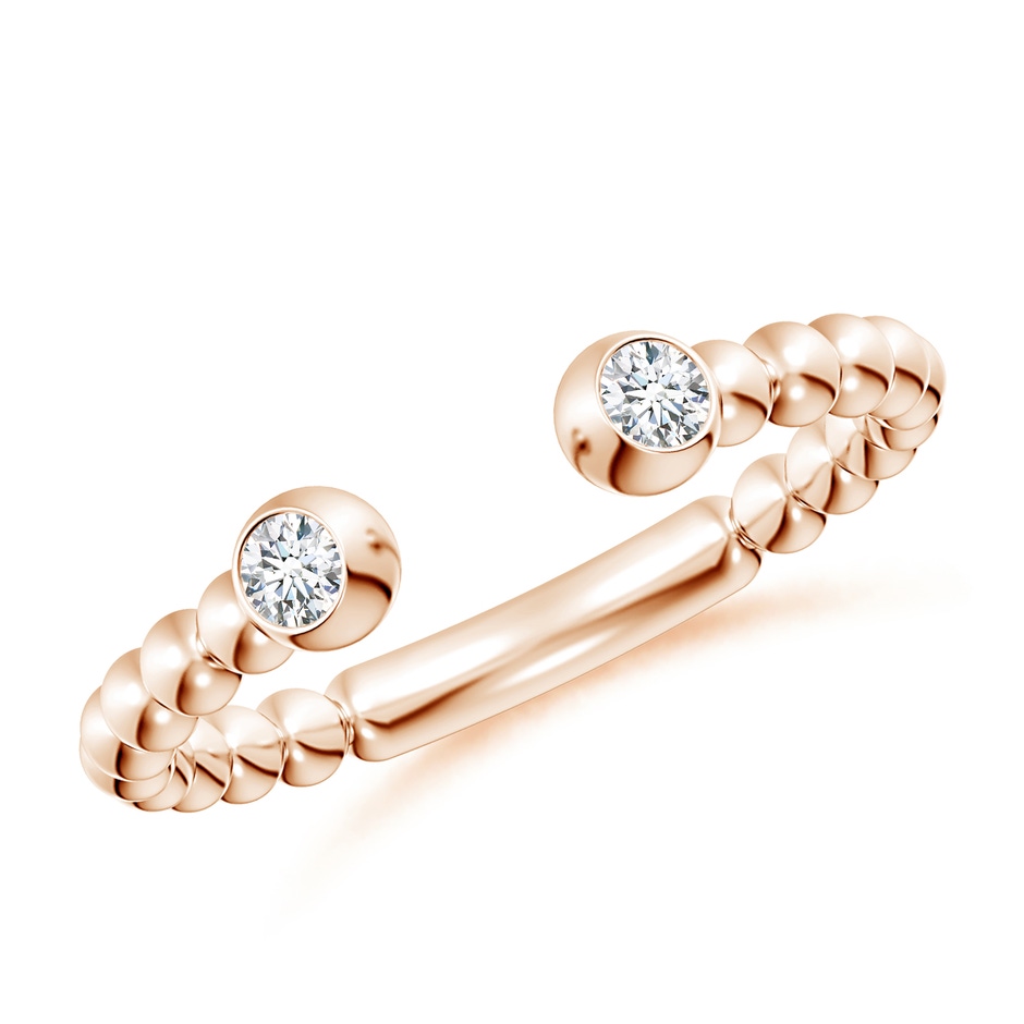 2.5mm GVS2 Two-Stone Round Diamond Beaded Shank Open Ring in Rose Gold 