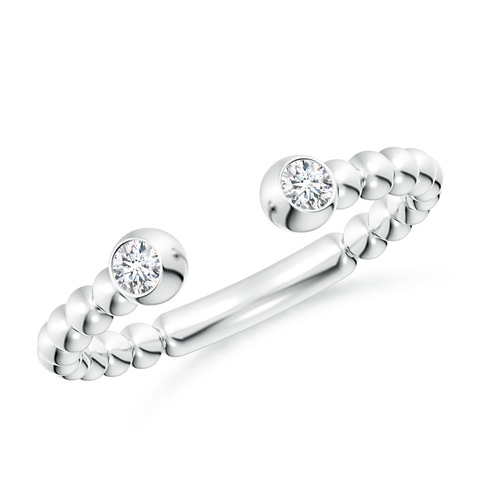 2.5mm GVS2 Two-Stone Round Diamond Beaded Shank Open Ring in White Gold