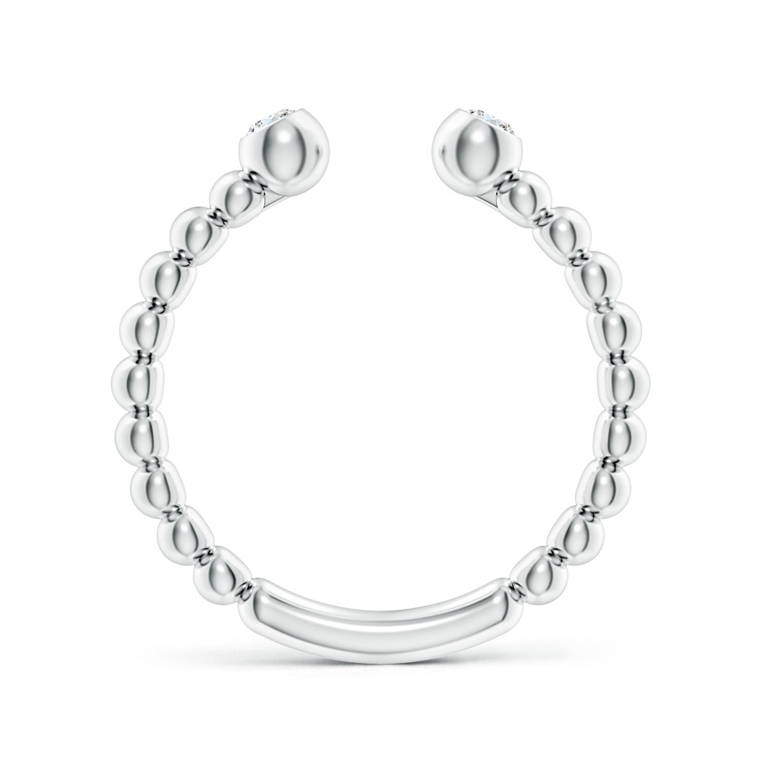 2.5mm GVS2 Two-Stone Round Diamond Beaded Shank Open Ring in White Gold