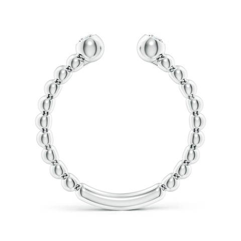 2.5mm GVS2 Two-Stone Round Diamond Beaded Shank Open Ring in White Gold