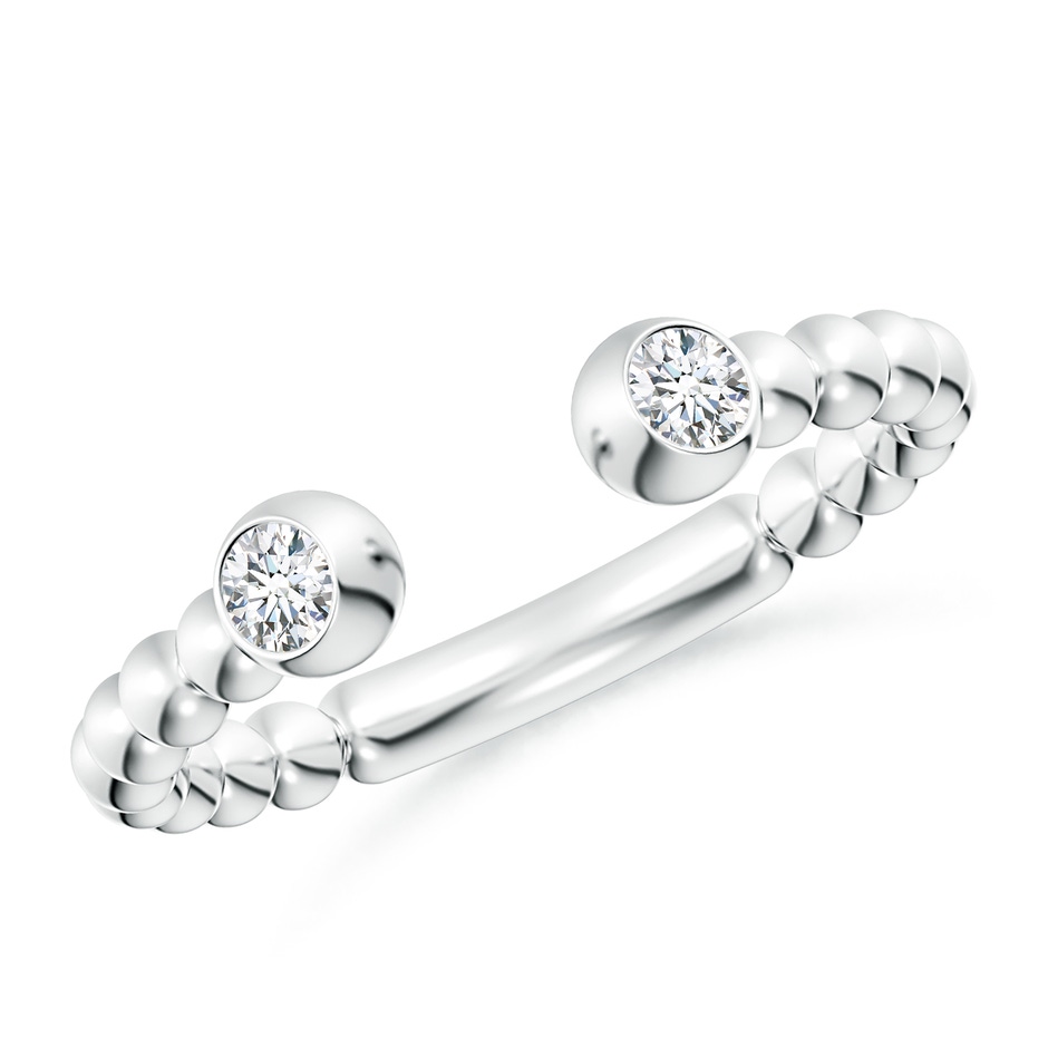 2.9mm GVS2 Two-Stone Round Diamond Beaded Shank Open Ring in S999 Silver 