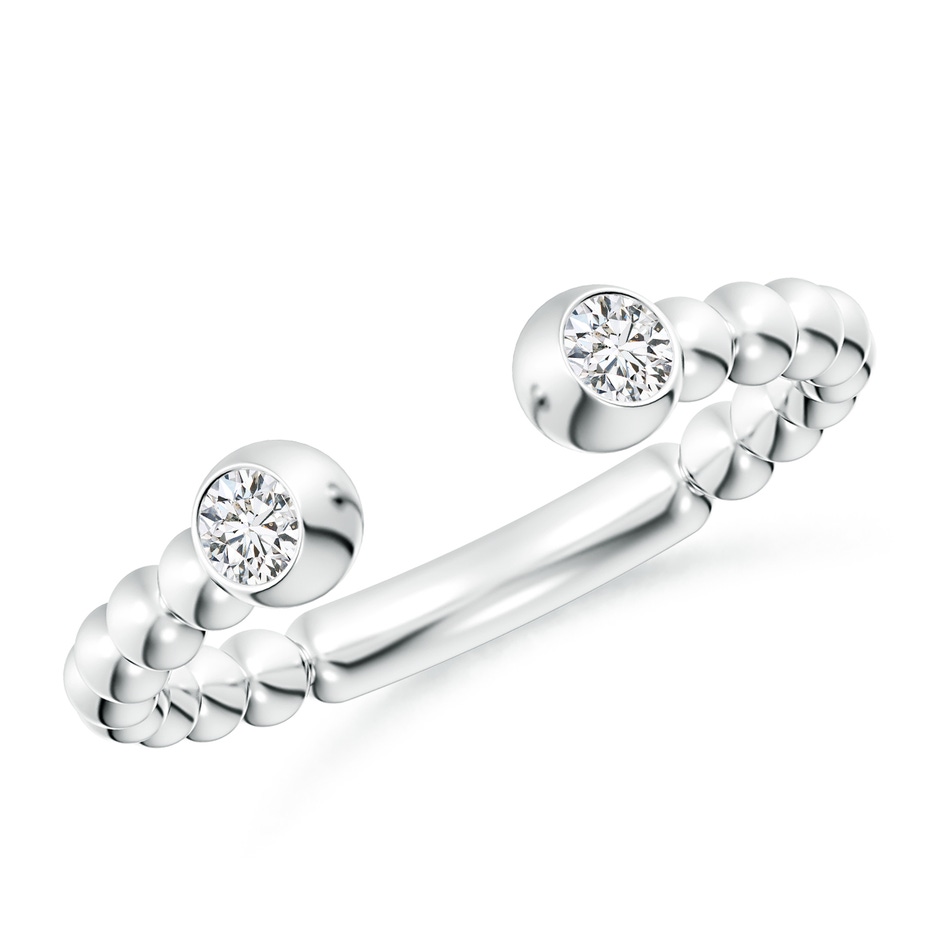 2.9mm HSI2 Two-Stone Round Diamond Beaded Shank Open Ring in S999 Silver 