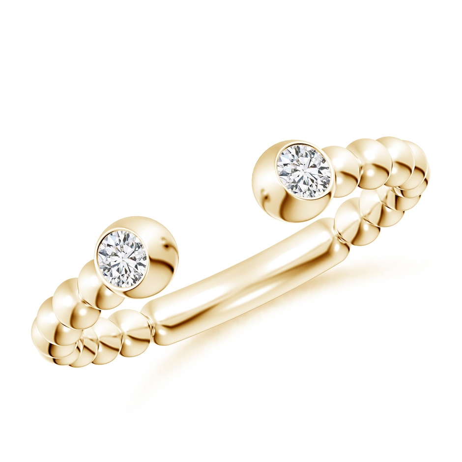 2.9mm HSI2 Two-Stone Round Diamond Beaded Shank Open Ring in Yellow Gold 