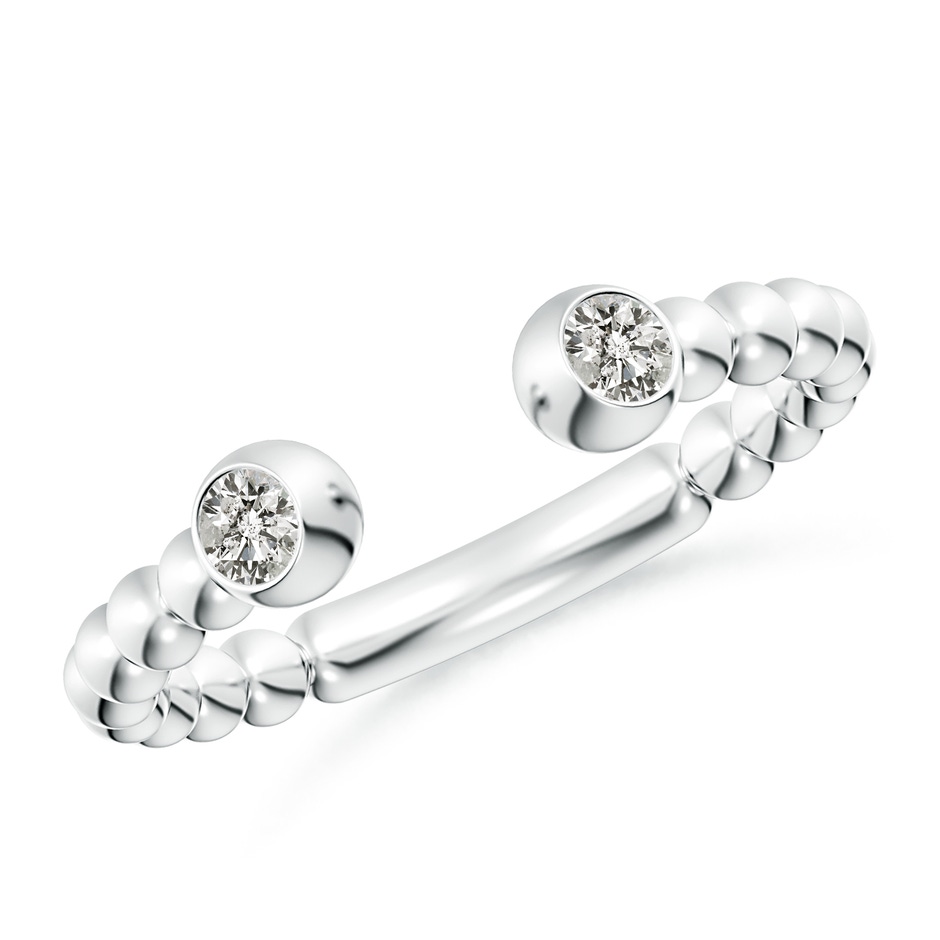 2.9mm KI3 Two-Stone Round Diamond Beaded Shank Open Ring in S999 Silver 