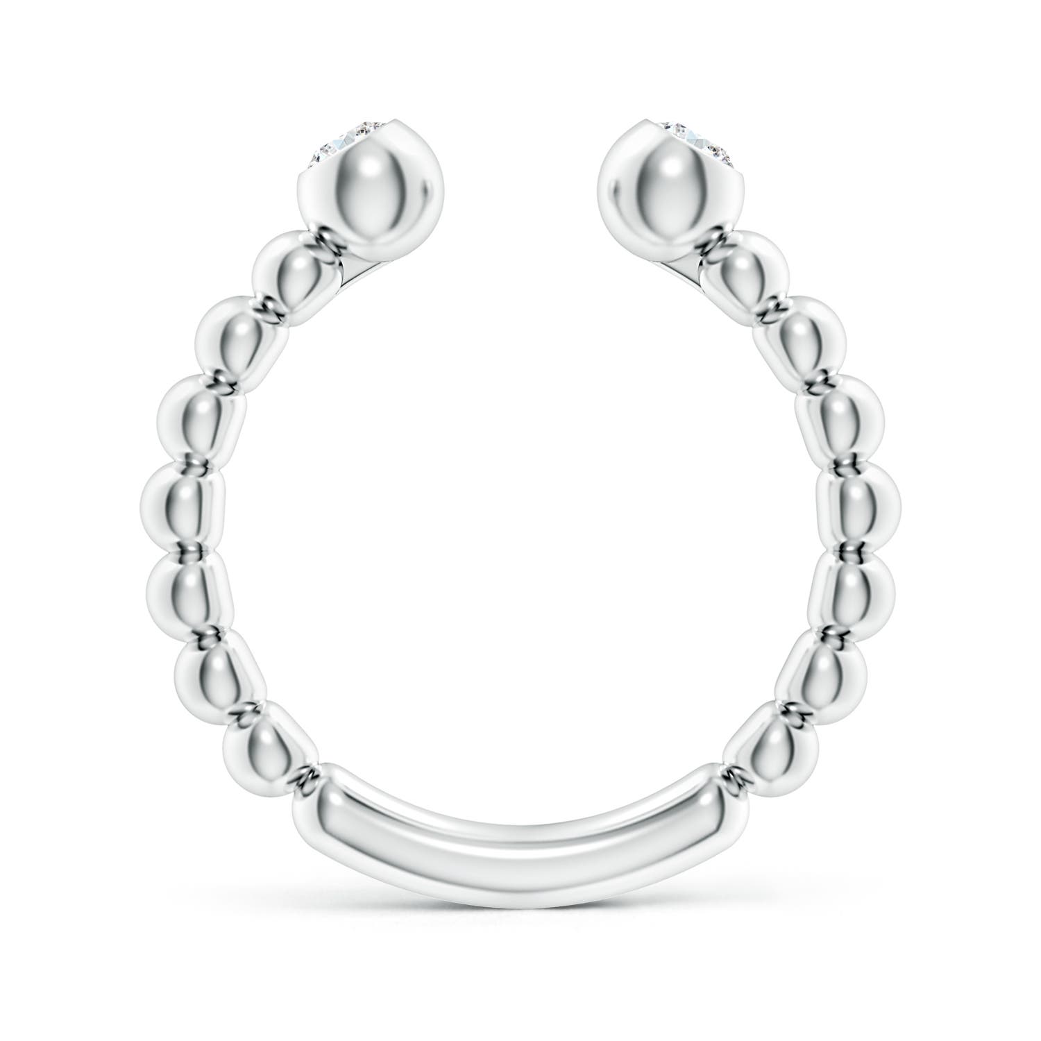 3.1mm GVS2 Two-Stone Round Diamond Beaded Shank Open Ring in P950 Platinum - side 2