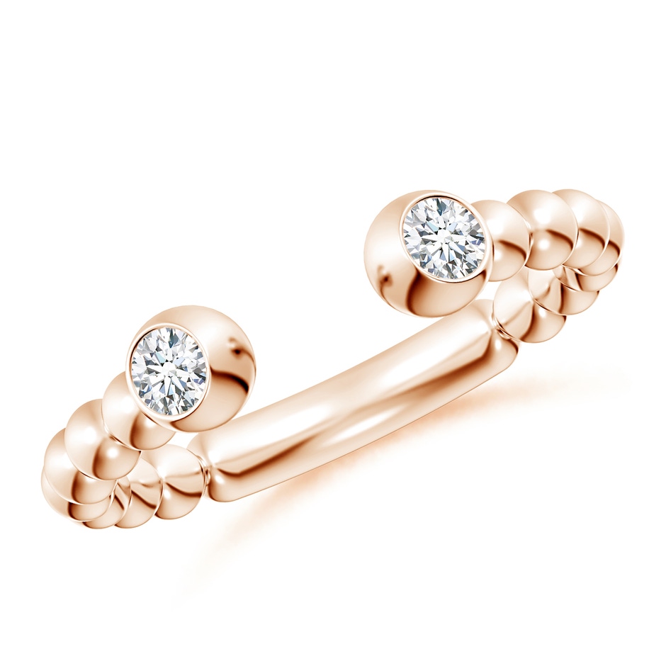 3.1mm GVS2 Two-Stone Round Diamond Beaded Shank Open Ring in Rose Gold 