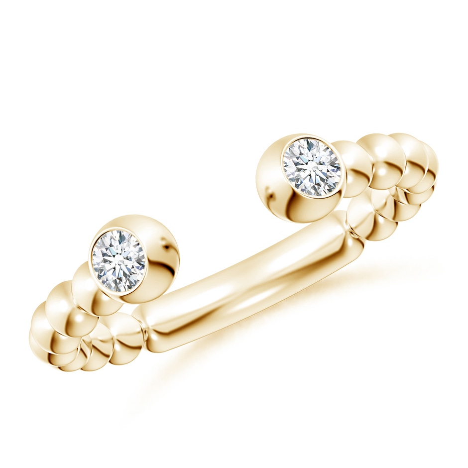 3.1mm GVS2 Two-Stone Round Diamond Beaded Shank Open Ring in Yellow Gold 