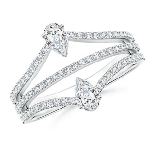 5x3mm GVS2 Two-Stone Pear Diamond Three Layer Ring With Accents in P950 Platinum
