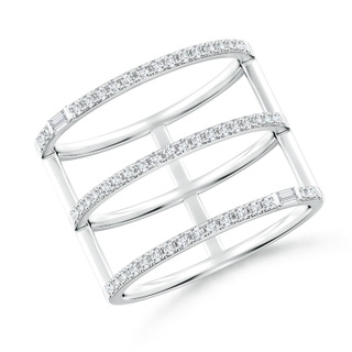 2.5x1.25mm GVS2 Triple Row Baguette & Round Diamond Broad Statement Band in White Gold