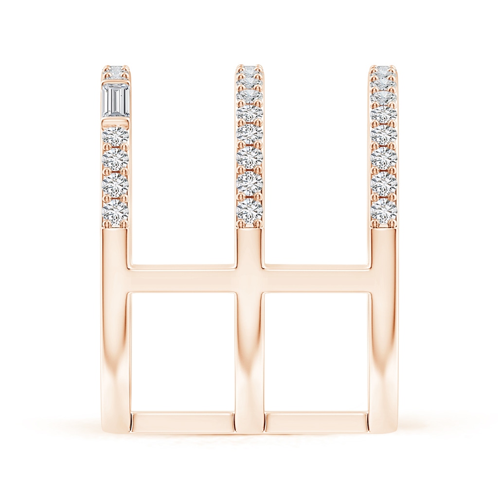 3x1.5mm HSI2 Triple Row Baguette & Round Diamond Broad Statement Band in Rose Gold Side 299