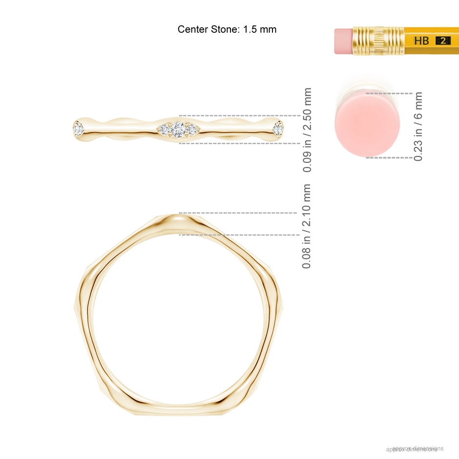 1.5mm GVS2 Pave-Set Diamond Pentagon Stackable Band in Yellow Gold ruler