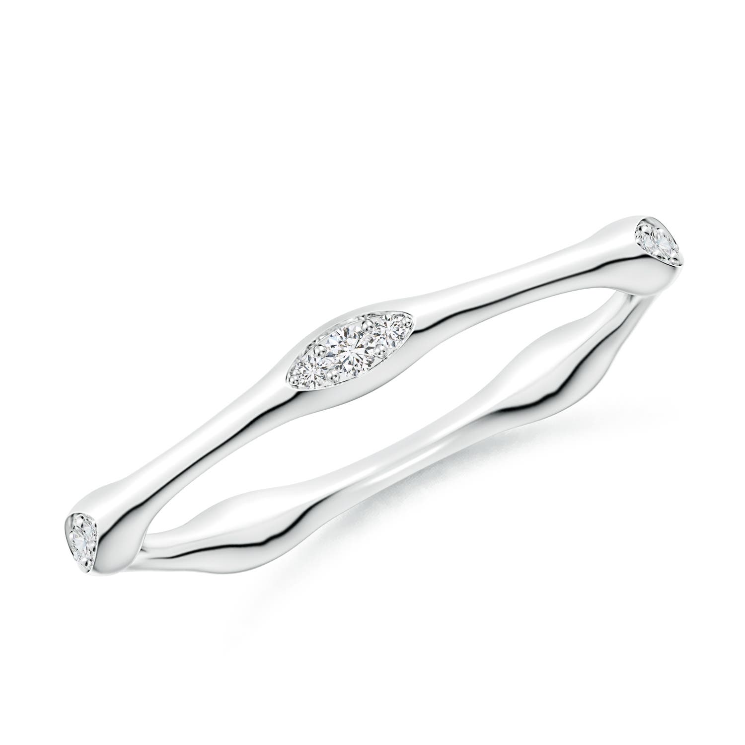 1.5mm HSI2 Pave-Set Diamond Pentagon Stackable Band in P950 Platinum