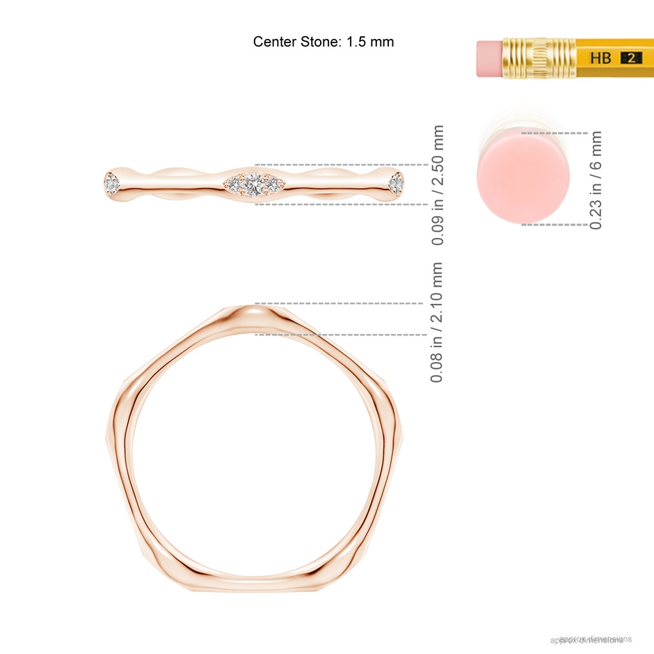 1.5mm IJI1I2 Pave-Set Diamond Pentagon Stackable Band in Rose Gold ruler