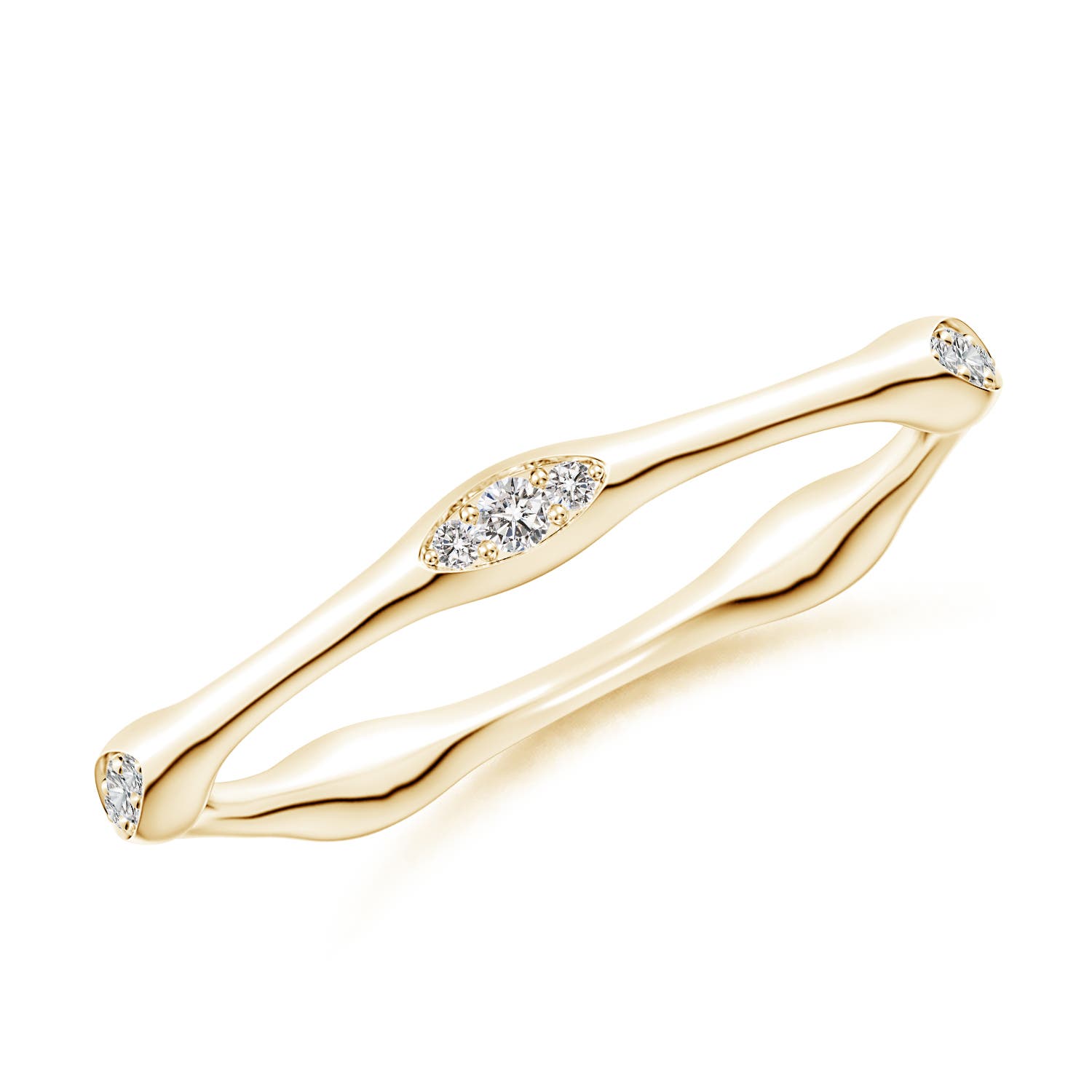 1.5mm IJI1I2 Pave-Set Diamond Pentagon Stackable Band in Yellow Gold