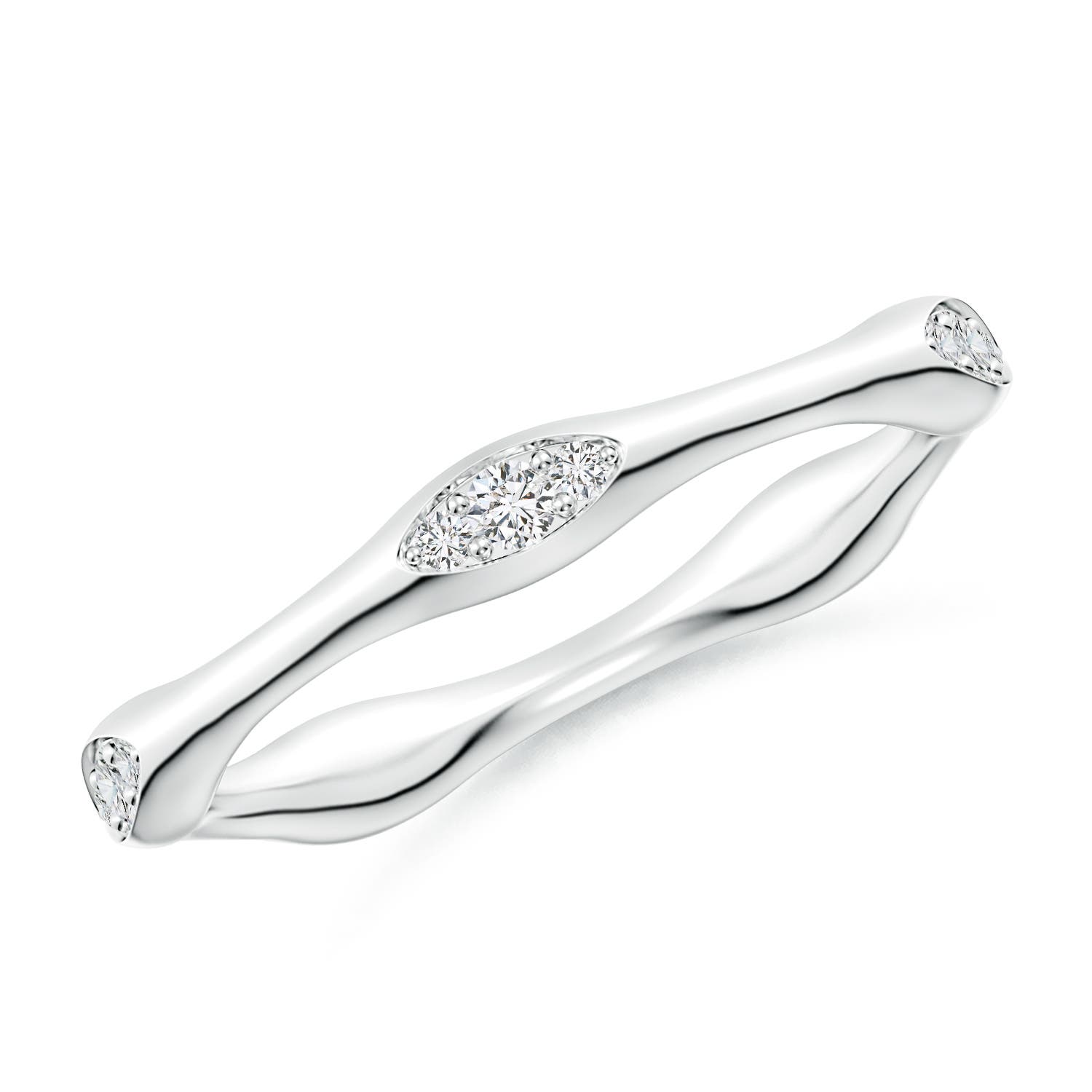 1.8mm HSI2 Pave-Set Diamond Pentagon Stackable Band in White Gold