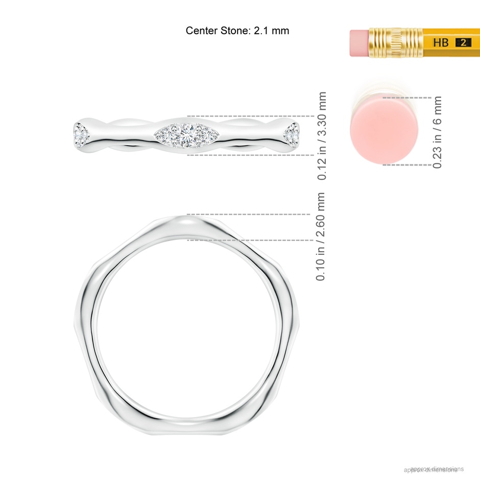 2.1mm GVS2 Pave-Set Diamond Pentagon Stackable Band in White Gold ruler