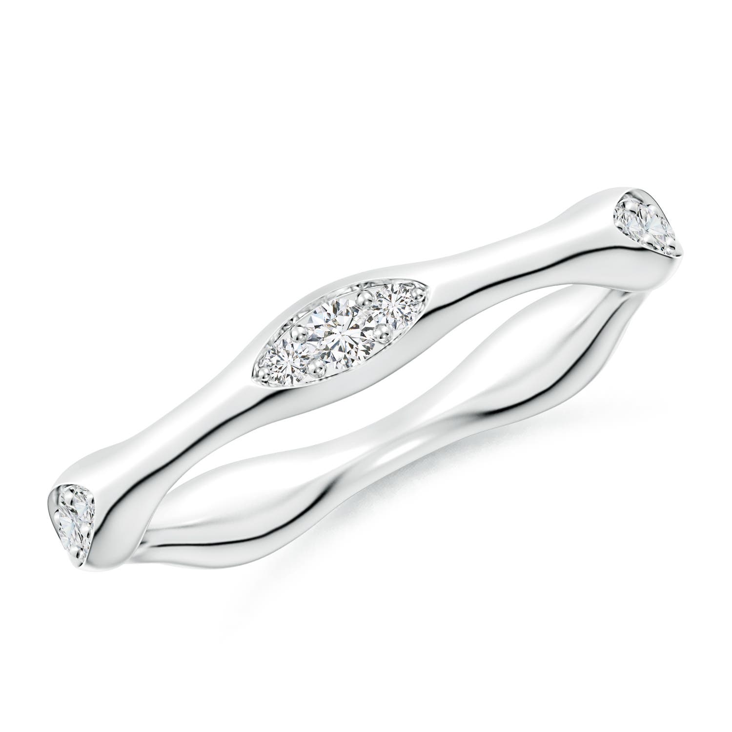 2.1mm HSI2 Pave-Set Diamond Pentagon Stackable Band in White Gold