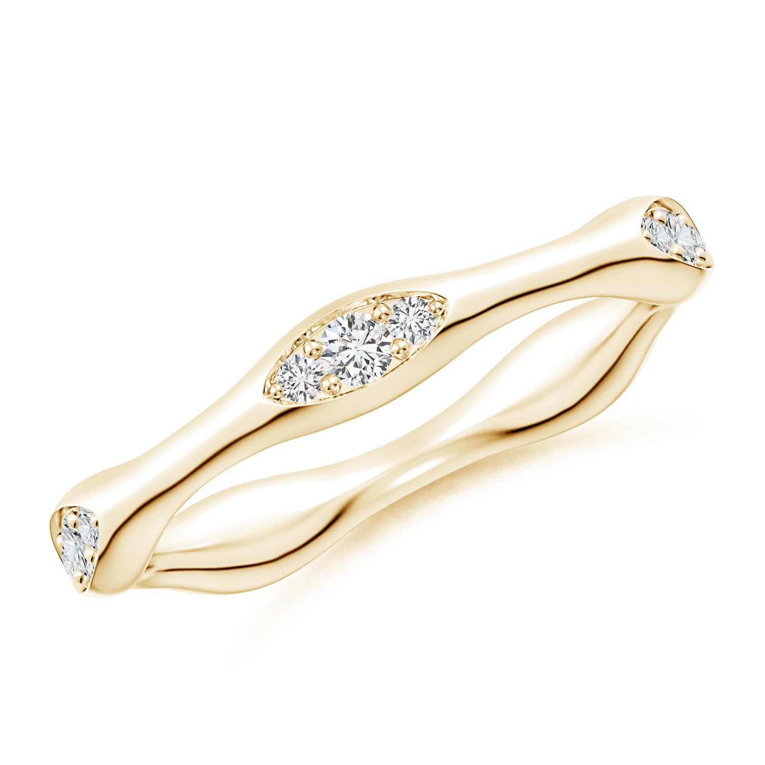 2.1mm HSI2 Pave-Set Diamond Pentagon Stackable Band in Yellow Gold