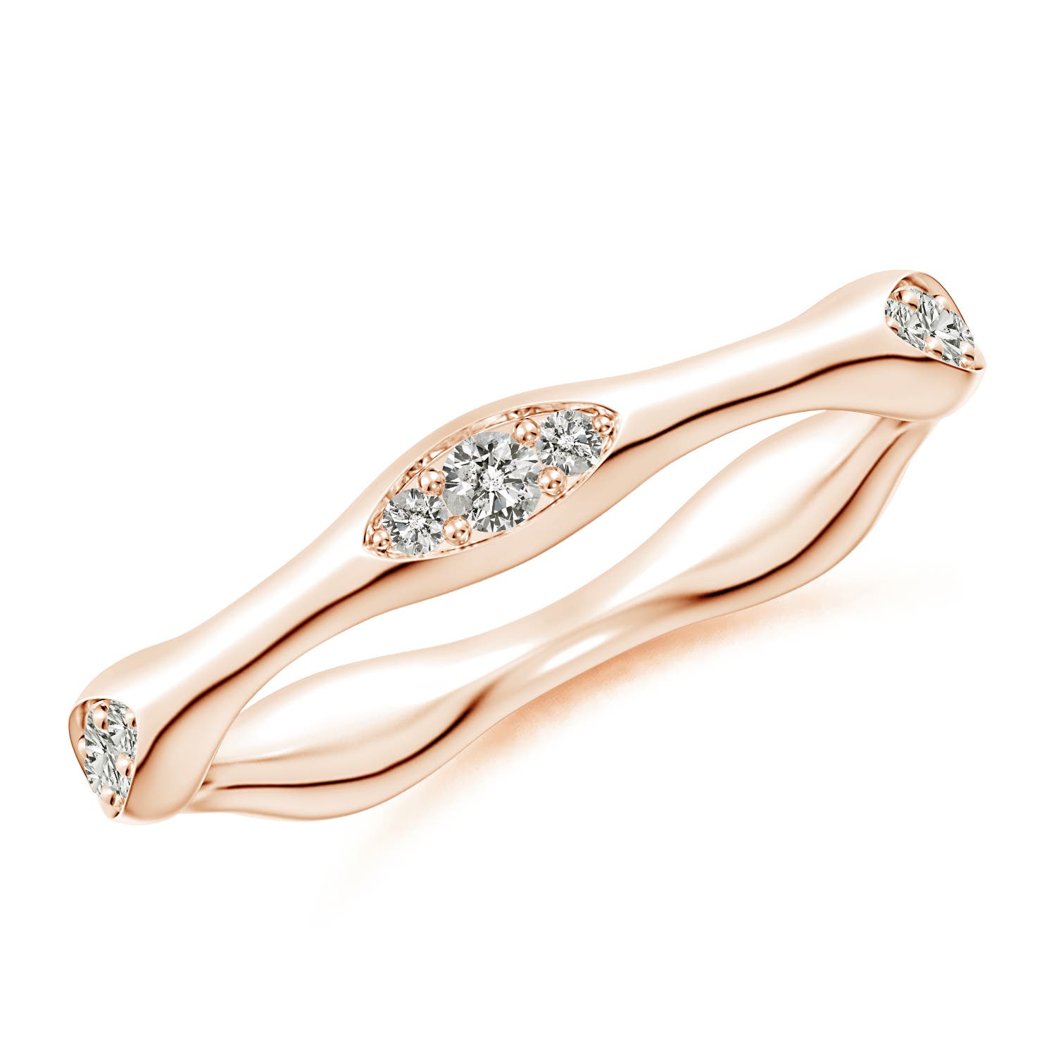 2.1mm KI3 Pave-Set Diamond Pentagon Stackable Band in Rose Gold