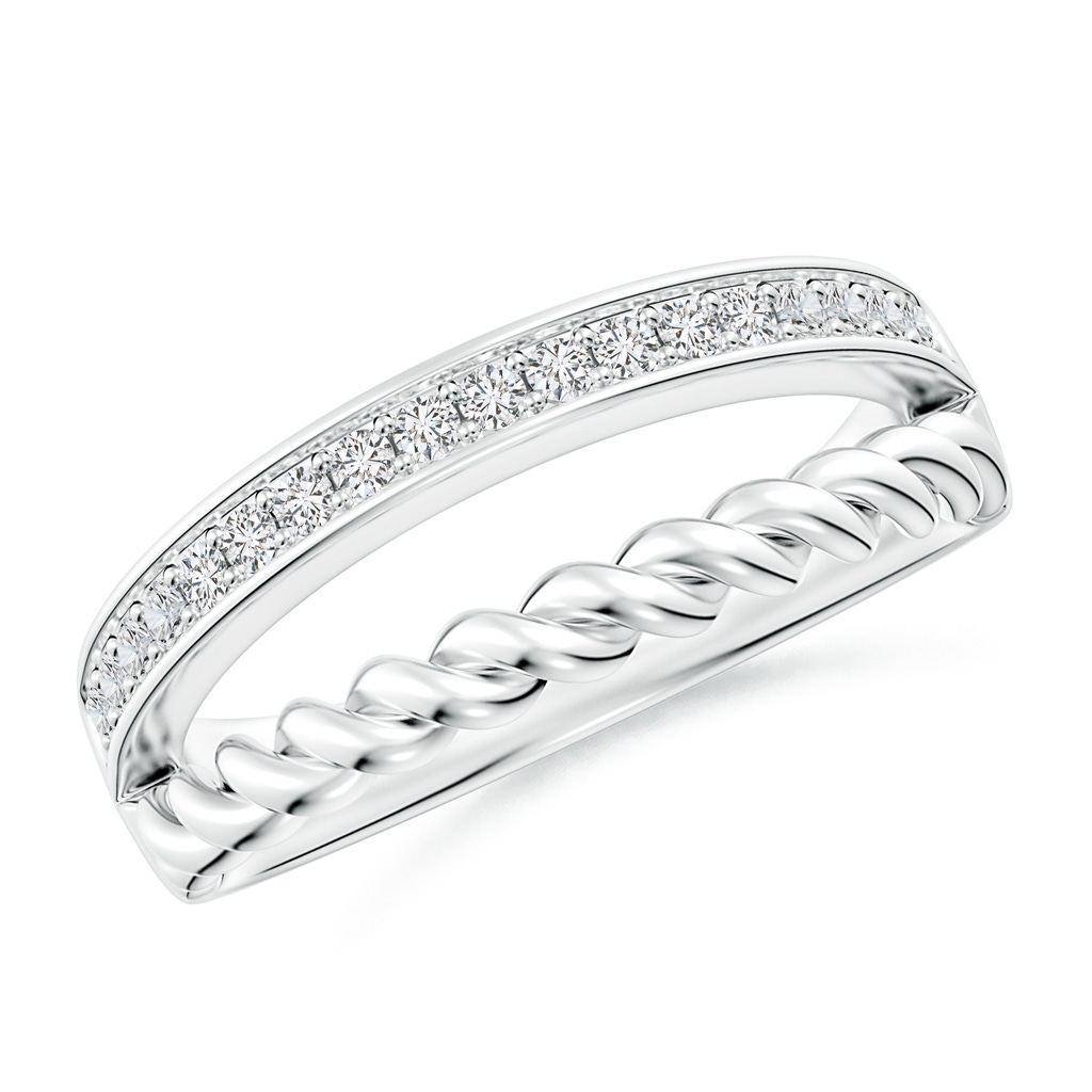 1.35mm HSI2 Alternating Diamond & Twisted Wire Split Shank Ring in White Gold