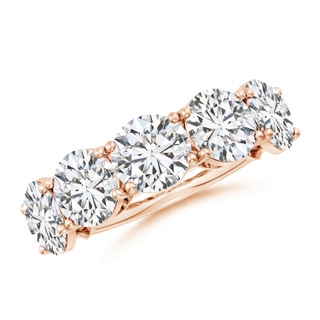7.4mm HSI2 Round Diamond Five Stone Classic Anniversary Band in Rose Gold