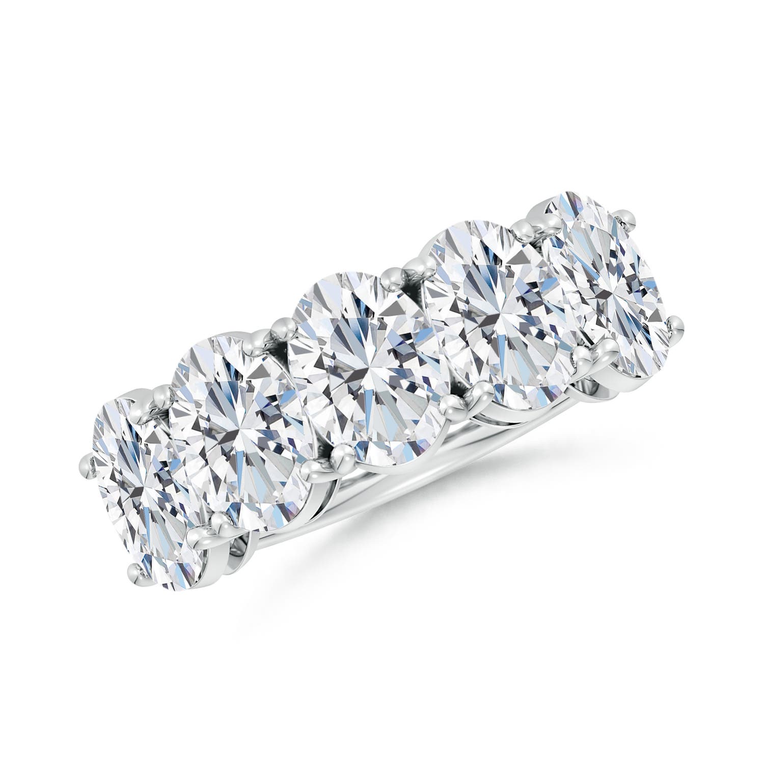 7.7x5.7mm GVS2 Oval Diamond Five Stone Classic Anniversary Band in S999 Silver